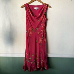 Donna Ricco Pink Floral Midi Dress